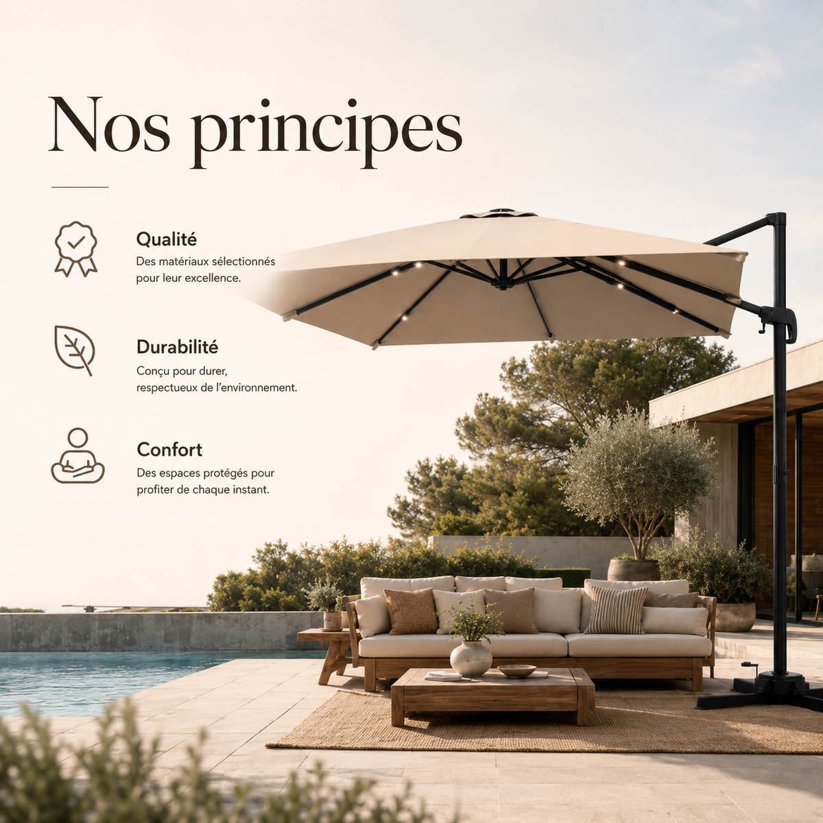 OmbraTerrasse Parasol Déporté 3x3