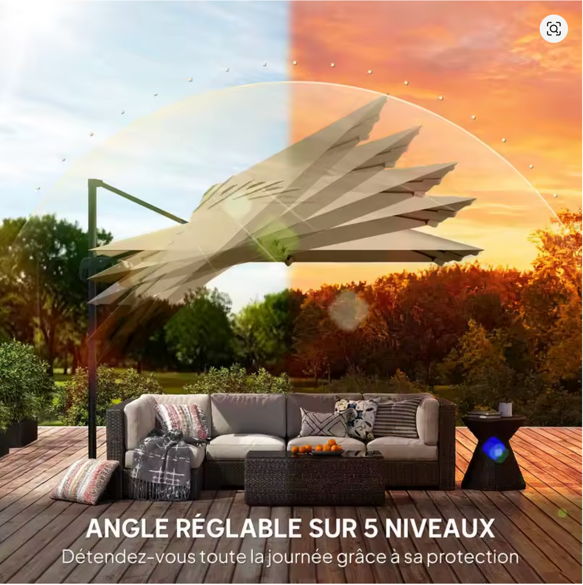 OmbraTerrasse Parasol Déporté 3x3